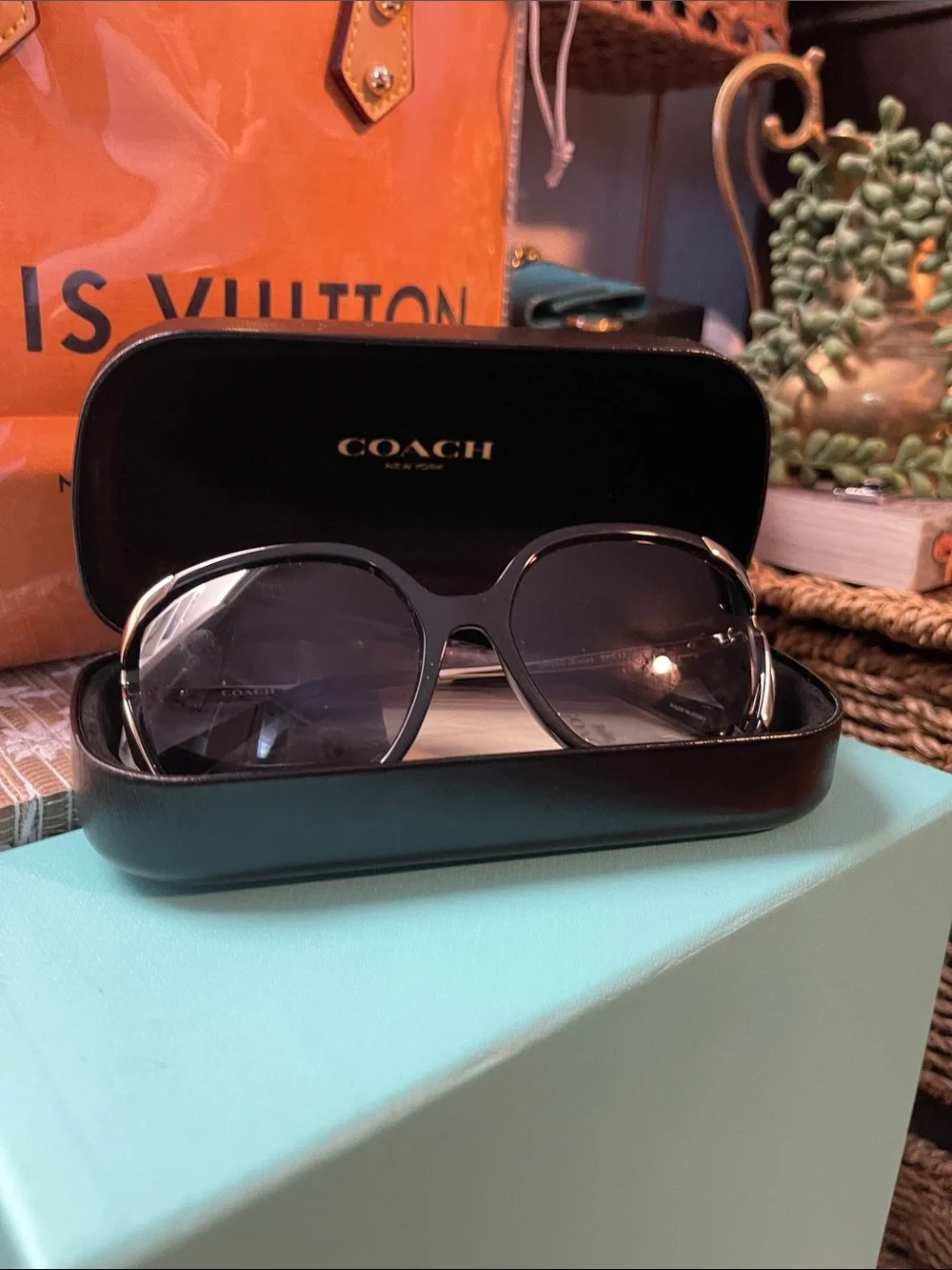 Coach Black Sunglasses with Gray Gradient Lenses